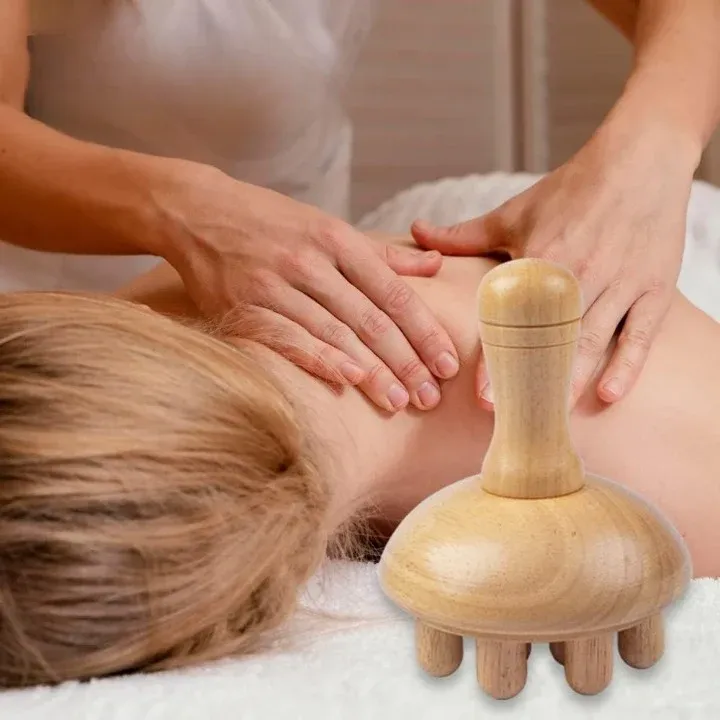 Outil de massage en bois en forme de champignon – Image 2