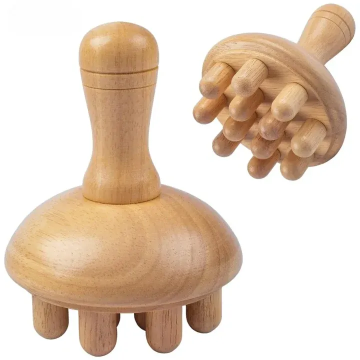 Outil de massage en bois en forme de champignon