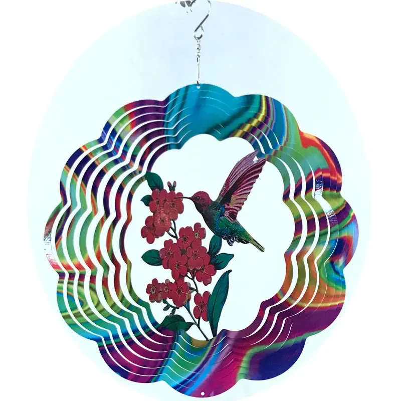 Carillon à vent multicolore avec oiseau
