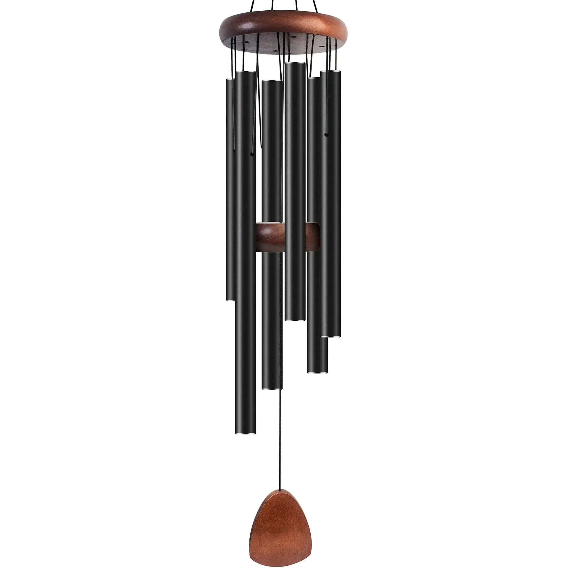 Carillon à vent noir à 6 tubes