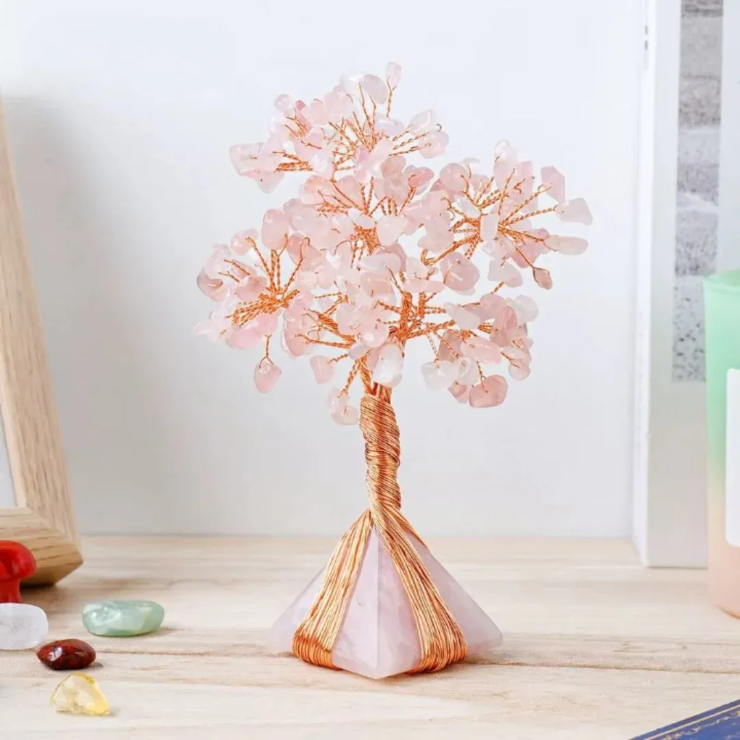 Arbre de Vie Décoratif en Pierre Naturelle avec Pyramide – Énergie et Puissance