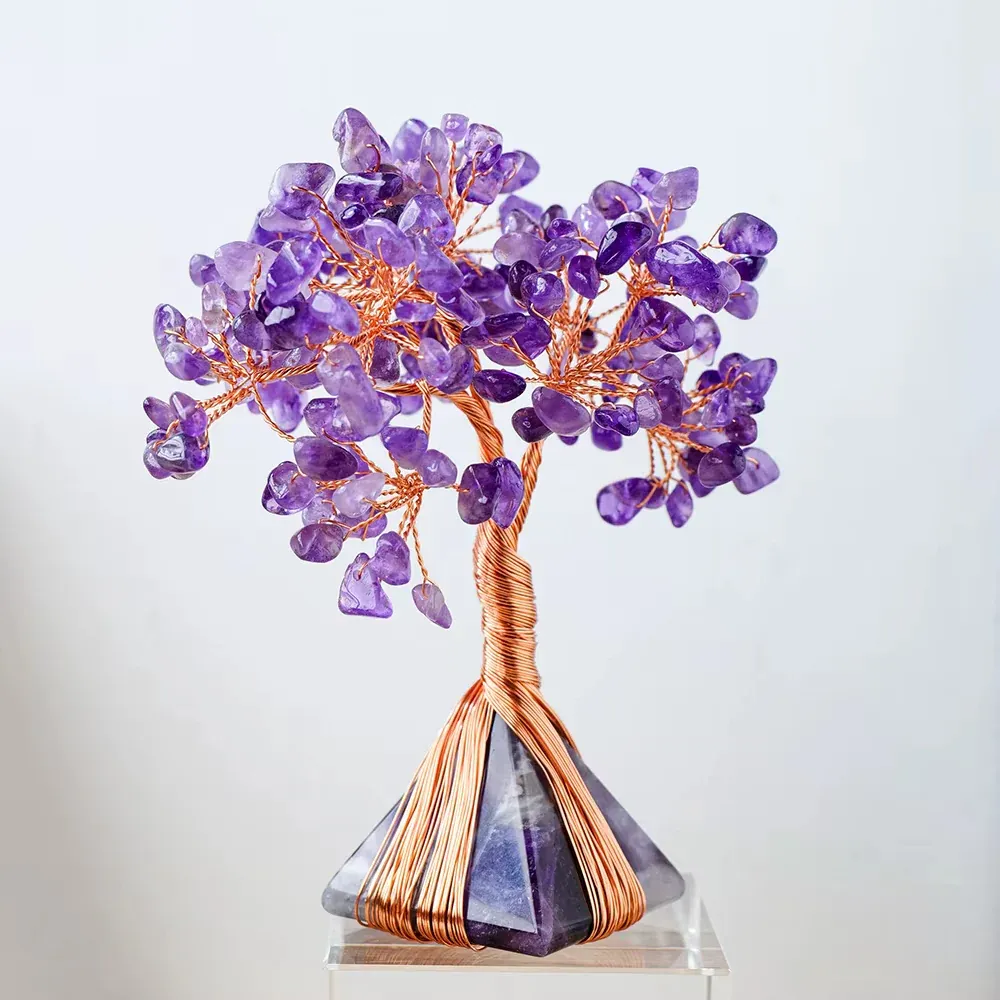 Arbre de Vie Décoratif en Pierre Naturelle avec Pyramide – Énergie et Puissance – Image 3