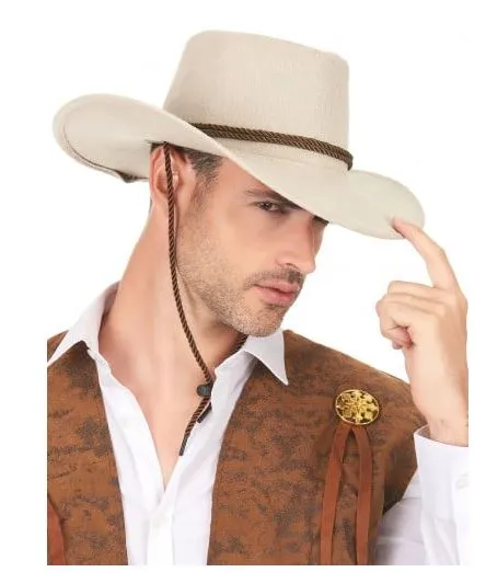 Chapeau Cowboy Luxe Beige en Suédine