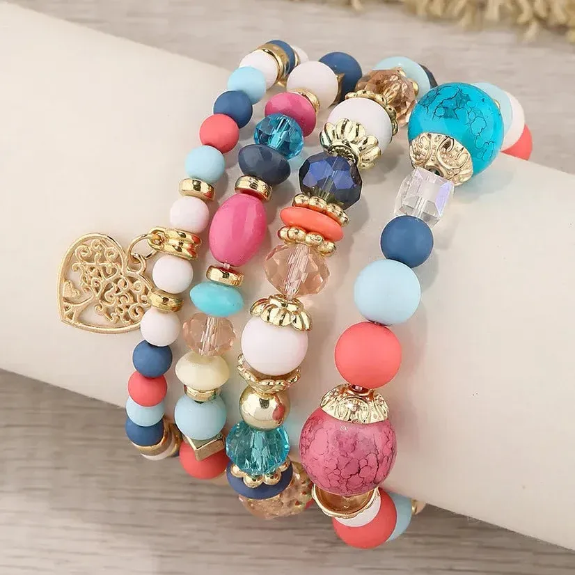 Ensemble de 4 Bracelets Arbre de Vie Multicolores avec Perles – Joie et Diversité – Image 2