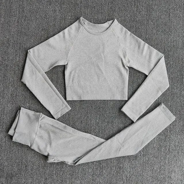 Ensemble de Yoga sans coutures Beige