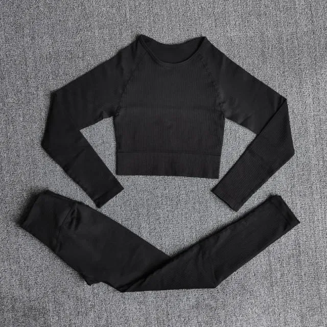 Ensemble de Yoga sans coutures Noir