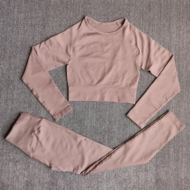 Ensemble de Yoga sans coutures Rose pale